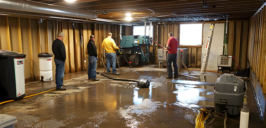 Cleaning Sewage From Basement Floor in Kennesaw